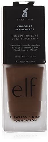 e.l.f. Flawless Finish Foundation, Lightweight & Medium Coverage, Semi-Matte Finish, Chocolate, 0.68 Fl Oz (20mL)