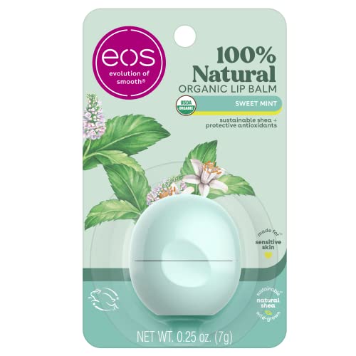 Version 1.0.0 eos 100% Natural & Organic Lip Balm- Sweet Mint, Dermatologist Recommended, All-Day Moisture, Made for Sensitive Skin, Lip Care Products, 0.25 oz - Image 1