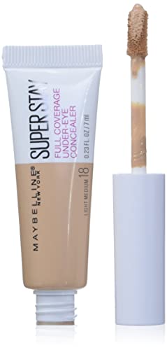 Maybelline New York Super Stay Super Stay Full Coverage, Brightening, Long Lasting, Under-eye Concealer Liquid Makeup For Up To 24H Wear, With Paddle Applicator, Light/Medium, 0.23 fl. oz.