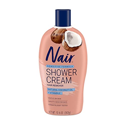 Version 1.0.0 Nair Sensitive Formula Shower Cream Hair Remover with Coconut Oil and Vitamin E, 12.6oz - Image 1