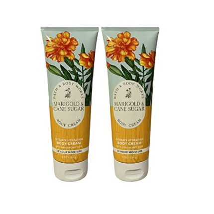 Bath and Body Works Gift Set of of 2 - 8 oz Body Cream - (Marigold and Cane Sugar), Multicolor