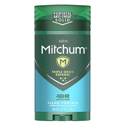 Men's Deodorant by Mitchum, Antiperspirant Stick, Triple Odor Defense Invisible Solid, 48 Hr Protection, Dermatologist Tested, Clean Control, 2.7 Oz (Pack of 1)