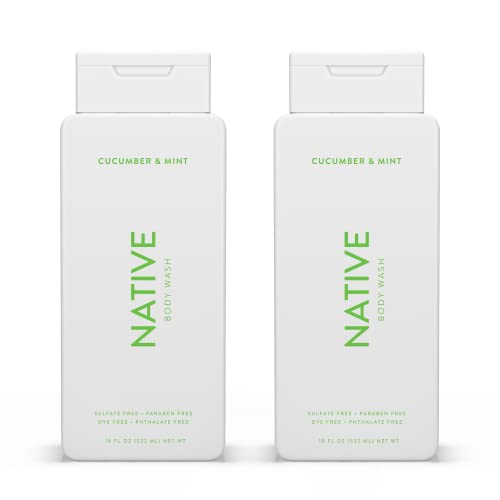 Version 1.0.0 Native Body Wash Natural Body Wash for Women, Men | Sulfate Free, Paraben Free, Dye Free, with Naturally Derived Clean Ingredients Leaving Skin Soft and Hydrating, Cucumber & Mint 18 oz - 2 Pk - Image 1