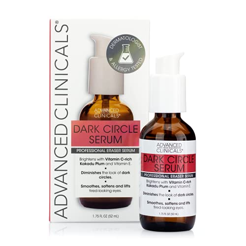 Version 1.0.0 Advanced Clinicals Dark Circle Under Eye Serum Anti Aging Brightening Facial Treatment Targets Look Of Puffy Eyes, Crows Feet, & Sagging Skin W/Vitamin C, Hyaluronic Acid, & Ferulic Acid, 1.75 Fl Oz - Image 1