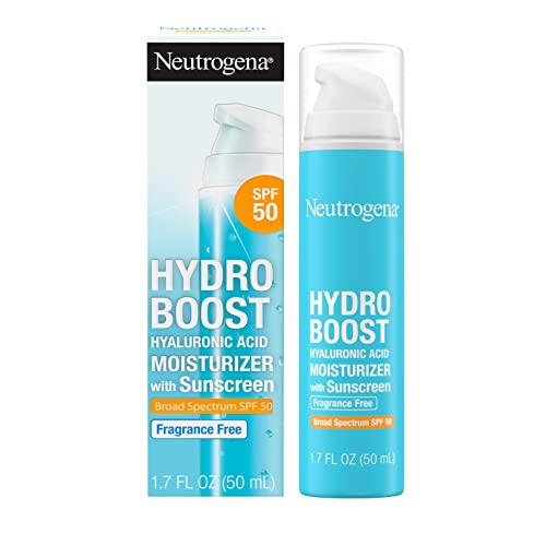 Version 1.0.0 Neutrogena Hydro Boost Hyaluronic Acid Facial Moisturizer with Broad Spectrum SPF 50 Sunscreen, Daily Water Gel Face Moisturizer to Hydrate & Soothe Dry Skin, Fragrance-Free, 1.7 fl. oz - Image 1