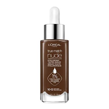 L'Oreal Paris Cosmetics True Match Nude Hyaluronic Tinted Serum The 1st Tinted serum with 1% Hyaluronic acid Instantly skin looks brighter, even and feels hydrated Makeup + Skincare, Very Deep 10-12, 1 fl. oz.
