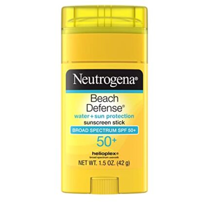 Neutrogena Beach Defense Water-Resistant Sunscreen Stick with Broad Spectrum SPF 50+, PABA-Free and Oxybenzone-Free, UVA/UVB Protection, Face & Body Sunscreen Stick, 1.5 oz