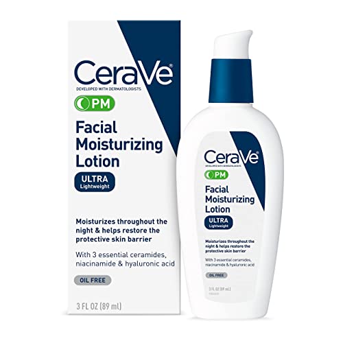 Version 1.0.0 CeraVe PM Facial Moisturizing Lotion | Night Cream with Hyaluronic Acid and Niacinamide | Ultra-Lightweight, Oil-Free Moisturizer for Face | 3 Ounce - Image 1