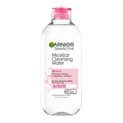 Garnier SkinActive Micellar Water for All Skin Types, Facial Cleanser & Makeup Remover, 13.5 fl. Oz, 1 count (Packaging May Vary)