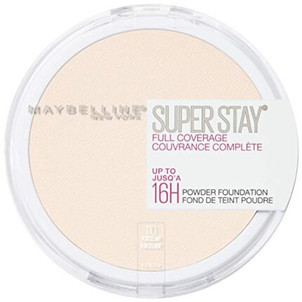 Maybelline Super Stay Full Coverage Powder Foundation Makeup, Up to 16 Hour Wear, Soft, Creamy Matte Foundation, Porcelain, 1 Count