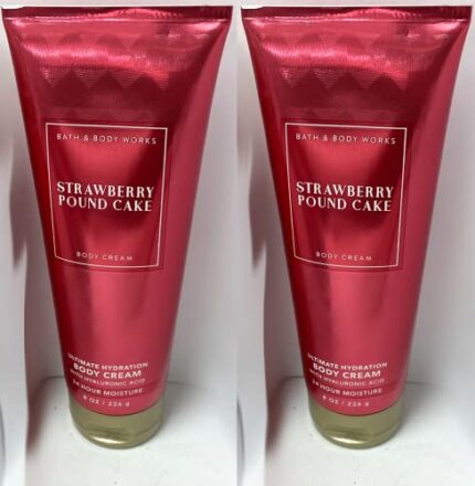 Bath and Body Works Strawberry Pound Cake 2 Pack Ultra Shea Body Cream 8 Oz. (Strawberry Pound Cake)