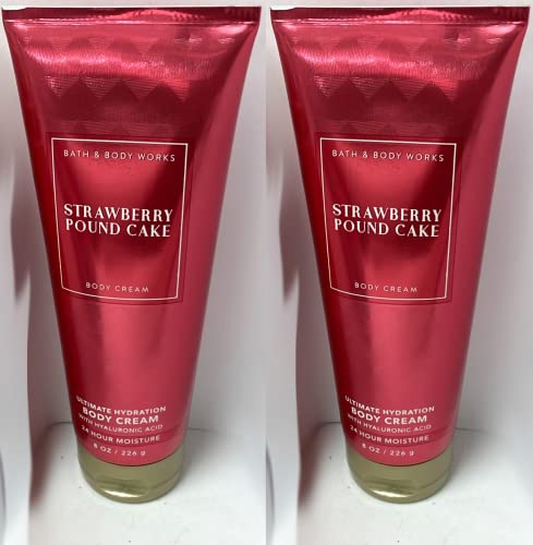 Version 1.0.0 Bath and Body Works Strawberry Pound Cake 2 Pack Ultra Shea Body Cream 8 Oz. (Strawberry Pound Cake) - Image 1