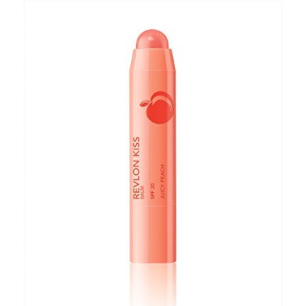 Lip Balm by Revlon, Kiss Tinted Lip Balm, Face Makeup with Lasting Hydration, SPF 20, Infused with Natural Fruit Oils, 015 Juicy Peach, 0.09 Oz