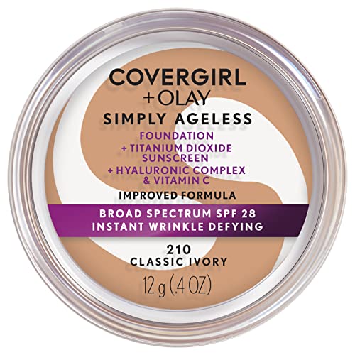 Version 1.0.0 COVERGIRL+OLAY Simply Ageless Instant Wrinkle-Defying Foundation, 210 Classic Ivory, 0.44 Fl Oz (Pack of 1) - Image 1