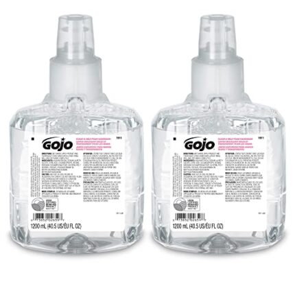 GOJO Clear & Mild Foam Handwash, EcoLogo Certified, 1200 mL Foam Hand Soap Refill for GOJO LTX-12 Touch-Free Dispenser (Pack of 2) - 1911-02