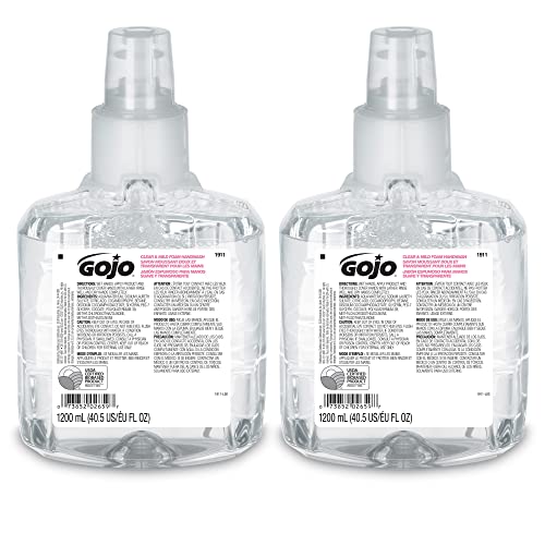 Version 1.0.0 GOJO Clear & Mild Foam Handwash, EcoLogo Certified, 1200 mL Foam Hand Soap Refill for GOJO LTX-12 Touch-Free Dispenser (Pack of 2) - 1911-02 - Image 1