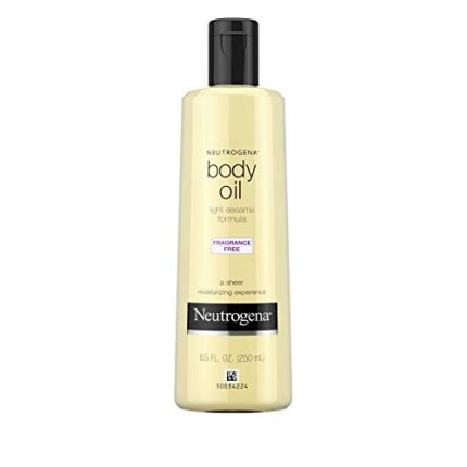 Neutrogena Fragrance-Free Body Oil Light Sesame Formula, Dry Skin Moisturizer & Hydrating Body Massage Oil, for Radiant & Healthy Glow, Nourishing After Shower & Bath Oil, 8.5 fl. oz