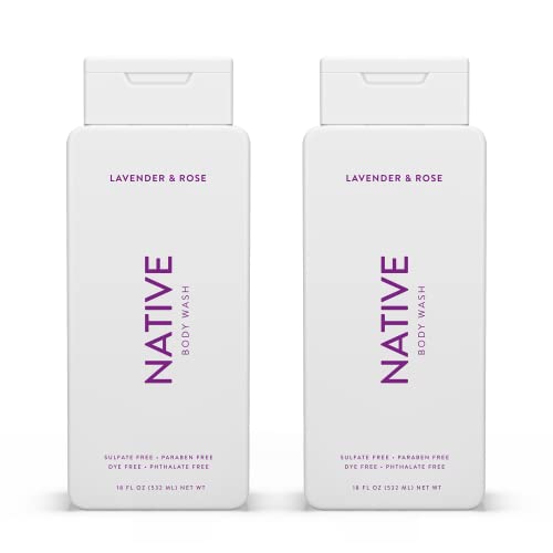 Version 1.0.0 Native Body Wash Natural Body Wash for Women, Men | Sulfate Free, Paraben Free, Dye Free, with Naturally Derived Clean Ingredients Leaving Skin Soft and Hydrating, Lavender & Rose 18 oz - 2 Pk - Image 1