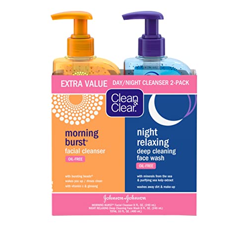 Version 1.0.0 Clean & Clear 2-Pack Day and Night Face Cleansers with Citrus Morning Burst Facial Cleanser with Vitamin C & Relaxing Night Facial Cleanser with Sea Minerals, Oil Free & Non-Comedogenic - Image 1