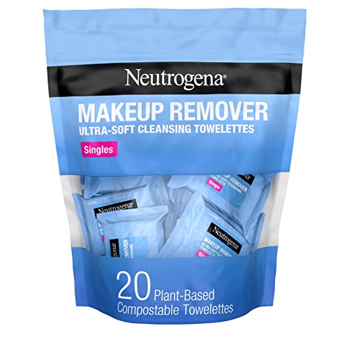 Version 1.0.0 Neutrogena Makeup Remover Facial Cleansing Towelette Singles, Daily Face Wipes Remove Dirt, Oil, Makeup & Waterproof Mascara, Gentle, Individually Wrapped, 100% Plant-Based Fibers, 20 ct - Image 1