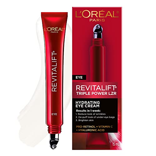 Version 1.0.0 L'Oreal Paris Skincare Revitalift Triple Power Anti-Aging Eye Cream, Under Eye Treatment, with Pro Retinol, Hyaluronic Acid & Vitamin C to reduce wrinkles, de-puff and brighten skin, 0.5 fl. oz. - Image 1
