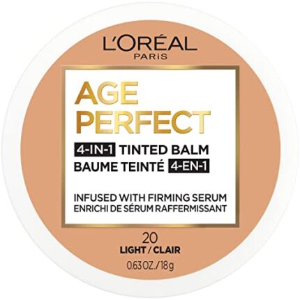 L'Oreal Paris Age Perfect 4-in-1 Tinted Face Balm Foundation with Firming Serum, Light 20, 0.61 Ounce