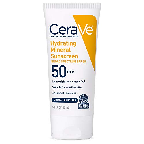 Version 1.0.0 CeraVe 100% Mineral Sunscreen SPF 50 | Body Sunscreen with Zinc Oxide & Titanium Dioxide for Sensitive Skin | With Hyaluronic Acid and Ceramides | 5 oz - Image 1