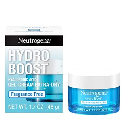 Neutrogena Hydro Boost Face Moisturizer with Hyaluronic Acid for Extra Dry Skin, Fragrance Free, Oil-Free, Non-Comedogenic Gel Cream Face Lotion, 1.7 oz
