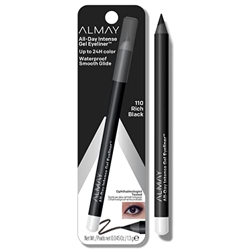 Version 1.0.0 Gel Eyeliner by Almay, Waterproof, Fade-Proof Eye Makeup, Easy-to-Sharpen Liner Pencil, 110 Rich Black, 0.045 Oz - Image 1