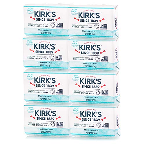 Version 1.0.0 Kirk's Original Coco Castile Bar Soap Fragrance Free 4 Ounces (8 Pack) - Image 1