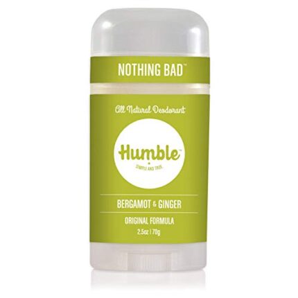 Humble Brands All Natural Aluminum Free Deodorant Stick for Women and Men, Lasts All Day, Safe, and Certified Cruelty Free, Bergamot and Ginger, Pack of 1