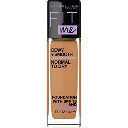 Maybelline Fit Me Dewy + Smooth Liquid Foundation Makeup with SPF 18, Toffee, 1 fl. oz.