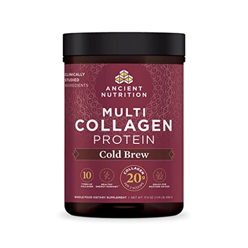 Version 1.0.0 Ancient Nutrition Collagen Powder Protein, Cold Brew Coffee Multi Collagen Protein with 40mg Caffeine/Serving, Hydrolyzed Collagen Peptides Supports Skin and Nails, Gut Health, 17.5 oz - Image 1
