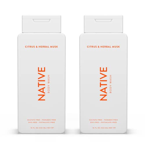 Version 1.0.0 Native Body Wash Natural Body Wash for Women, Men | Sulfate Free, Paraben Free, Dye Free, with Naturally Derived Clean Ingredients Leaving Skin Soft and Hydrating, Citrus & Herbal Musk 18 oz - 2 Pk - Image 1