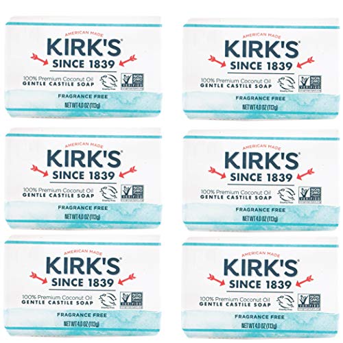 Version 1.0.0 Kirk's Castile Bar Soap Clean Soap for Men, Women & Children | Premium Coconut Oil | Sensitive Skin Formula, Vegan | Fragrance-Free/Unscented | 4 oz. Bars - 6 Pack - Image 1