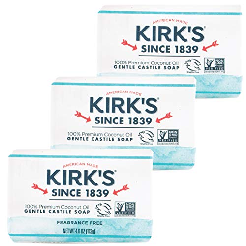 Version 1.0.0 Kirk's Castile Bar Soap Clean Soap for Men, Women & Children | Premium Coconut Oil | Sensitive Skin Formula, Vegan | Fragrance-Free/Unscented | 4 oz. Bars - 3 Pack - Image 1